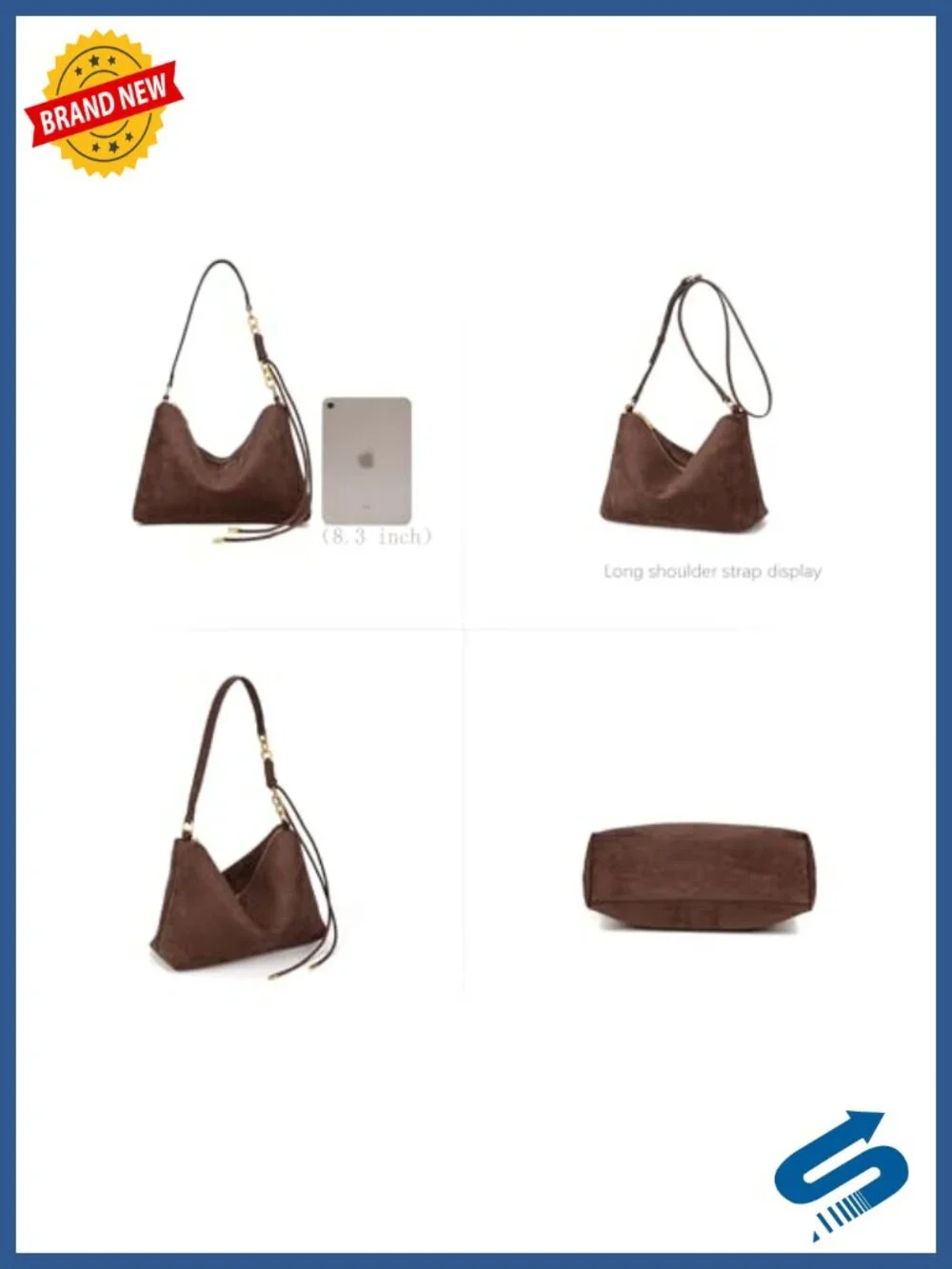 Faux Suede Hobo Crossbody Bag with Adjustable Strap